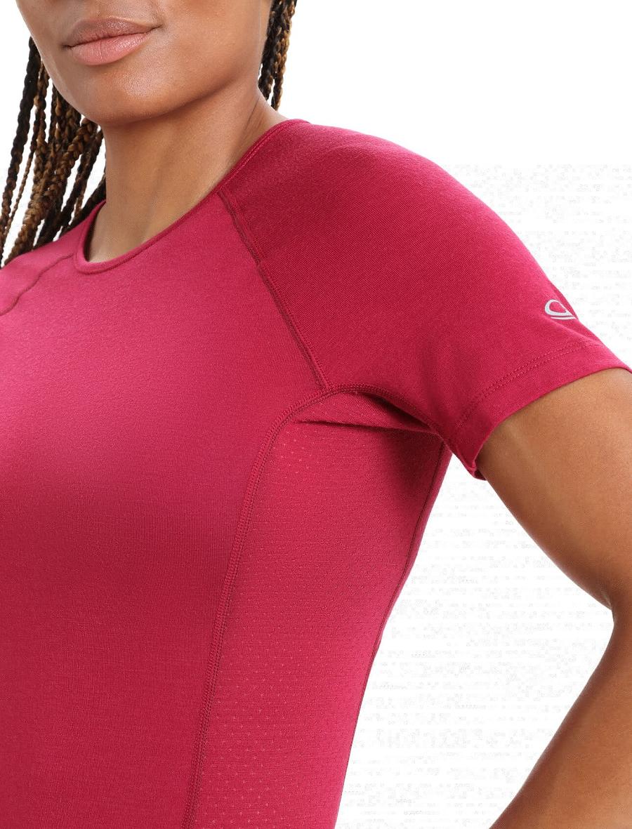 Base Layers Icebreaker BodyfitZone™ Merino 150 Zone Corta Sleeve Crewe Thermal Top Femme Rose | FR 1889FDNM